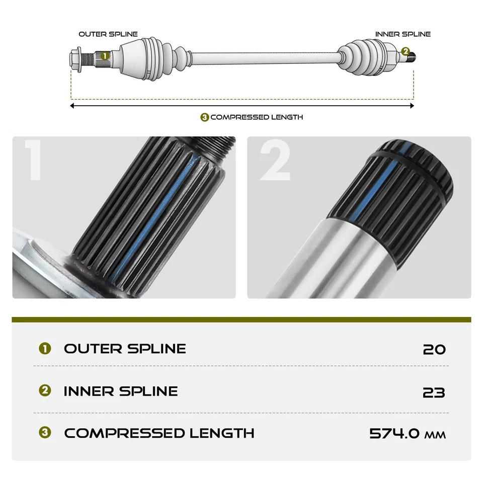 2x Conjunto de eje CV para Polaris Outlaw 500 2006-2007 525 2007-2011 trasero derecho y derecho Foto 2 de 4