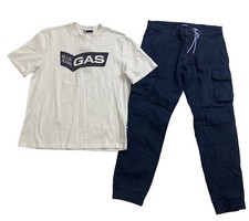Gas Jeans 2p set mens 100 Authentic Pants size Large and S/S t-shirt Multi