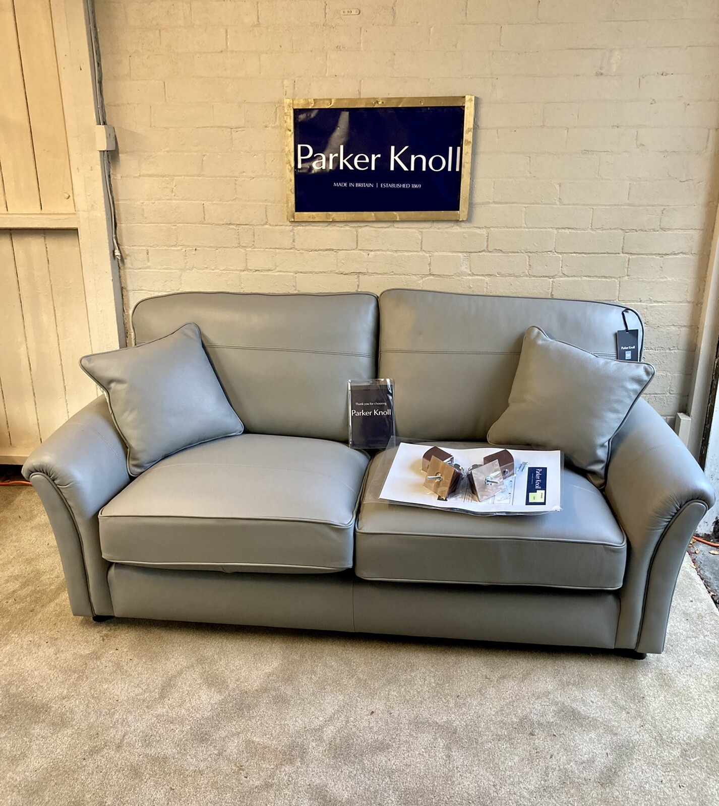 Parker Knoll Devonshire Large 2 Seater Grey Leather Sofa RRP £2895 eBay