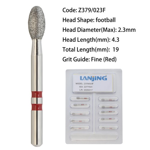 Dental Diamond Burs FG Zirconia Cutting Round End Taper Cylinder Football Ball - Picture 38 of 162