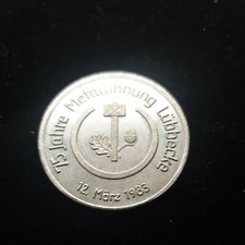 Münze Medaille 75 Jahre Metallinnung Lübecke Ø 35mm 12 März 1983