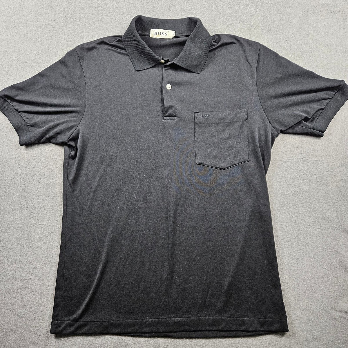 Vintage BOSS Polo Shirt Black Cotton Size XL Chest Pocket Vintage BOSS Polo Shirt Black Cotton Size XL Chest Pocket