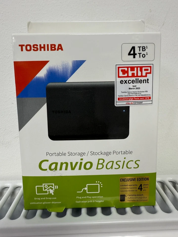 Toshiba 4tb Canvio Basics tragbare Festplatte brandneu versiegelt verpackt Tosheeba