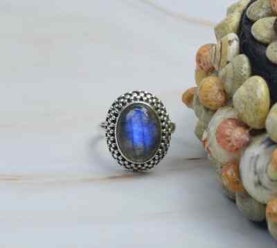 Natural Labradorite Gemstone Ring-925Sterling Silver~Designer Ring~Handmade Ring