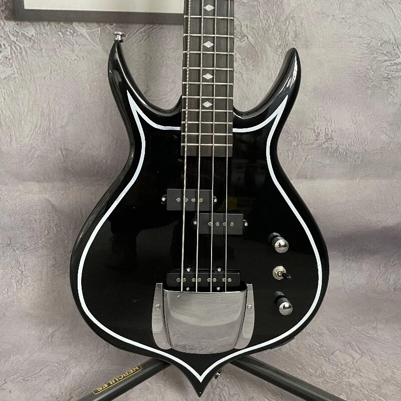 Bajo Simmons Punisher 4 Cuerdas PB Negro Diamante Incrustación Pastillas SSS Foto 4 de 4