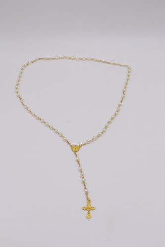 Pearl white Gold plated Rosary bottle Gift Holy Land Christianity Necklace - Picture 8 of 13