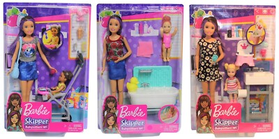 Muñeca Barbie Skipper niñera, juego de juego con muñeca y var
