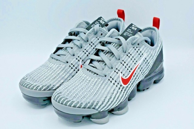 Nike Air Vapormax Flyknit 3 GS Size 6.5y Bq5238 006 Particle Grey University Red for sale online 