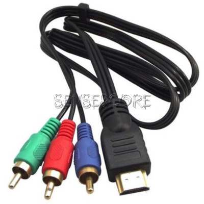 HDMI To 3RCA 3-RCA Video Component Connection Cable Cord Line Neu