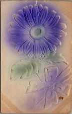 Vintage Blue Embossed Carnation Postcard   Crafting - A14