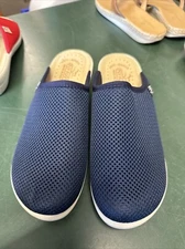 Fly Flot Shoes Womens 39 8 Mule Clogs Comfort Blue Fabric Slip On Made In Italy