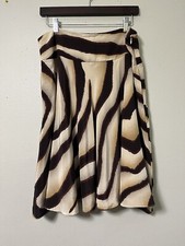Lauren Ralph Lauren Silk Skirt Size 12 Knee Flowy Lined Satin Luxe Animal Print