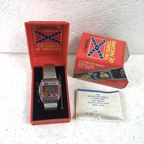 1981 Vintage Dukes of Hazzard LCD Quartz Watch Unisonic Hong Kong Working NOS