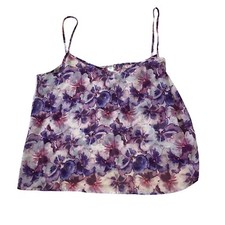 American Apparel Chiffon Cami Top Floral Print Sleeveless Sheer Women's Size XS