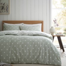 Catherine Lansfield Brushed Polka Dot Duvet Cover Bedding Range Green