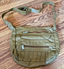 Vintage Light Brown Soft Genuine Leather Crossbody Hobo Bag Purse Made In Mexico