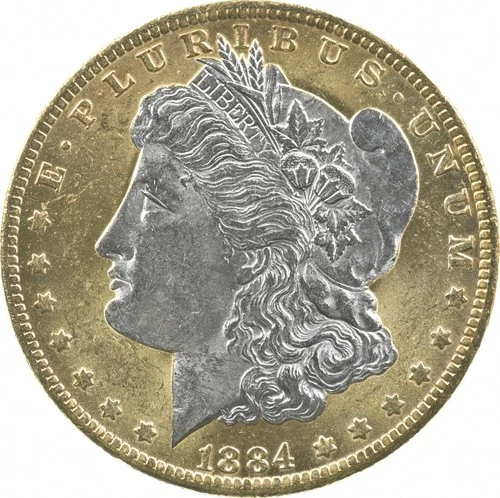 1884-O Morgan Silver Dollar Colorized Gold Plated Reverse Proof Look *0548