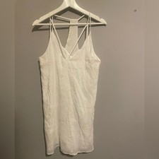 White/Ivory Floral Embroidered Mini Dress large made in USA