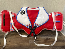 Kids Unisex Taekwondo Chest Protector Guard, Red/White/Blue, Size XXXS