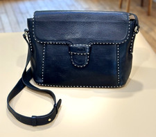 Vintage Valentino Garavani Les Sacs Navy Leather Saddle Stitch Crossbody Bag Ita