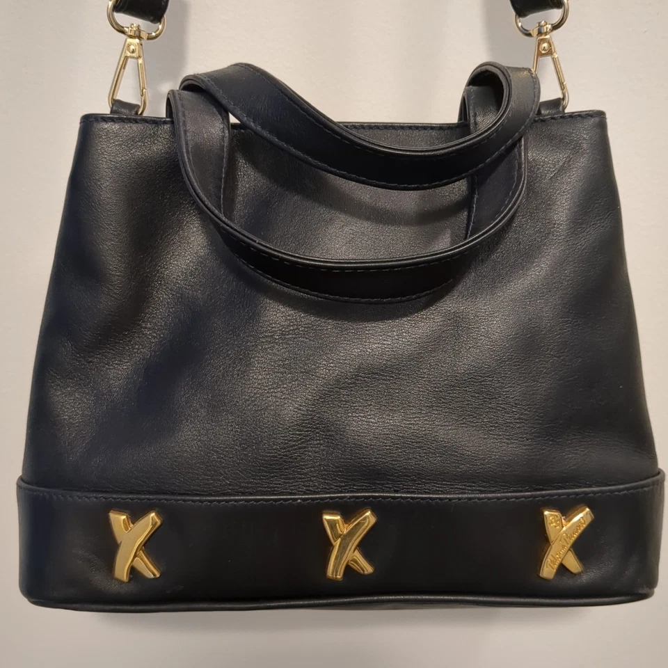 Bolso de mano de hombro/bross bidireccional negro cuero Paloma Picasso Italia de colección Foto 3 de 4