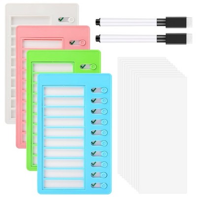 4 Stück Memo Checklist Boards mit 2 Markern, To Do List Checklist Board, 20x1...