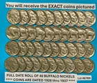 FULL DATE Buffalo Nickels Roll Lot of 40 Coins Dated from 1926 to 1937 ~ #678N
