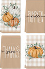 Orange Eucalyptus Leaves Hello Pumpkin Fall Kitchen Towels Dish Towels, 18X26 In