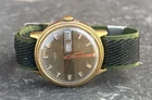 Vtg Timex Men's Watch Manual Wind Up Day Date Red Hands Working Nice Condition
