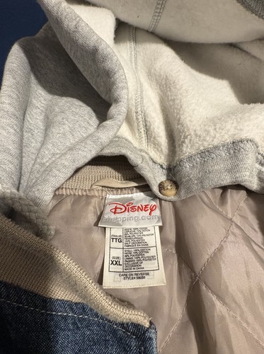 Chaqueta Universitaria Vintage Disney Eeyore Nublada y Sombría Denim Con Capucha (XXL) - Imagen 2 de 10