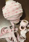 VTG Spool 7/8 Scalloped White Trim Lace W/ Pink Ribbon 60 Yds + Stretch Ribbon