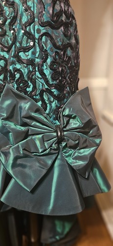 Vintage 1980er grün und schwarz High Low Meerjungfrau Schnitt Ballkleid von A J Bari Mkd Gr. - Bild 4 von 8