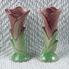 VTG Shawnee Pottery Set of 2 Bud Vases Mini Lily Flower Petal Pink USA #1135