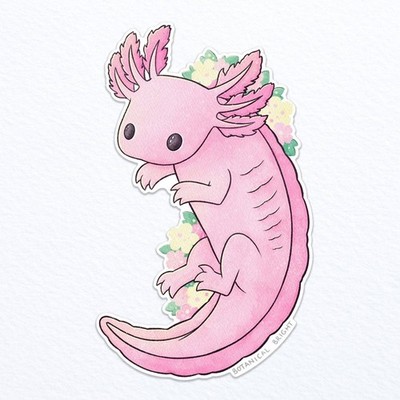 Swimming Axolotl Sticker - Waterproof Vinyl - 1 Large Sticker for Scrapbooks