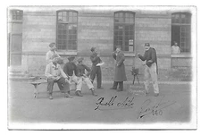 Old postcard photographer at the soldiers barracks 5th company