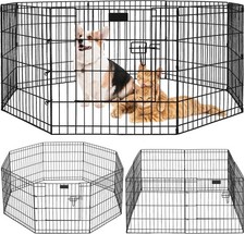 NEW Portable Foldable Pet Playpen 8 Stainless Steel 24" Panels W/ Gate USA stock
