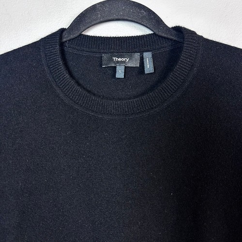 Theory sweater Men's large cashmere black soft preppy staple crewneck - Picture 2 of 7