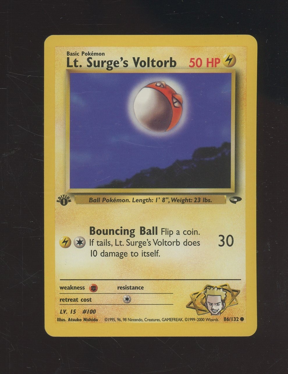 2000 Pokemon Gym Challenge 1st Edition #86/132 Lt. Surge's Voltorb NM