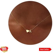 Dainty 18K Gold Plated Heart Initial Necklace A-Z, Perfect Gift for Teen Girls