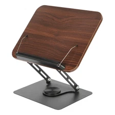 Book Stand f/ Reading Foldable Wood Holder Rack Paper w/ Adjustable Height 360°