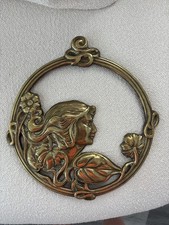 Vintage Accent Mirror Frame Art Deco Brass 10 Revival Lady Floral Art Nouveau
