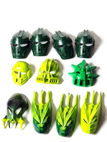 Lego Bionicle Head Face Masks Green Lot 11 Assorted Replacement Parts