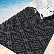 Outdoor Camping Rug Waterproof 5x8FT, Reversible Stain & UV Resistant Plastic...