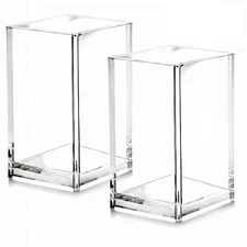 2 Pack Clear Acrylic Pencil Pen Holder Cup,Desk Accessories Holder,Makeup Bru...