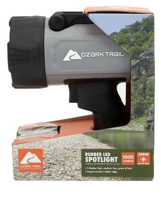 New Ozark Trail LED AA Battery Spotlight with Rubber Bumpers, 1000 Lumens