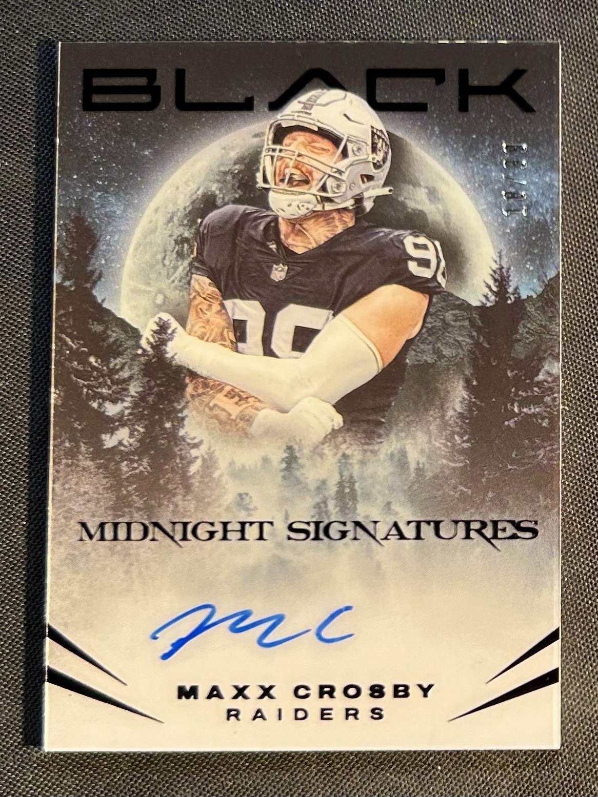 2023 Panini Black Midnight Signatures Maxx Crosby /99 On Card Auto Raiders MSMCR