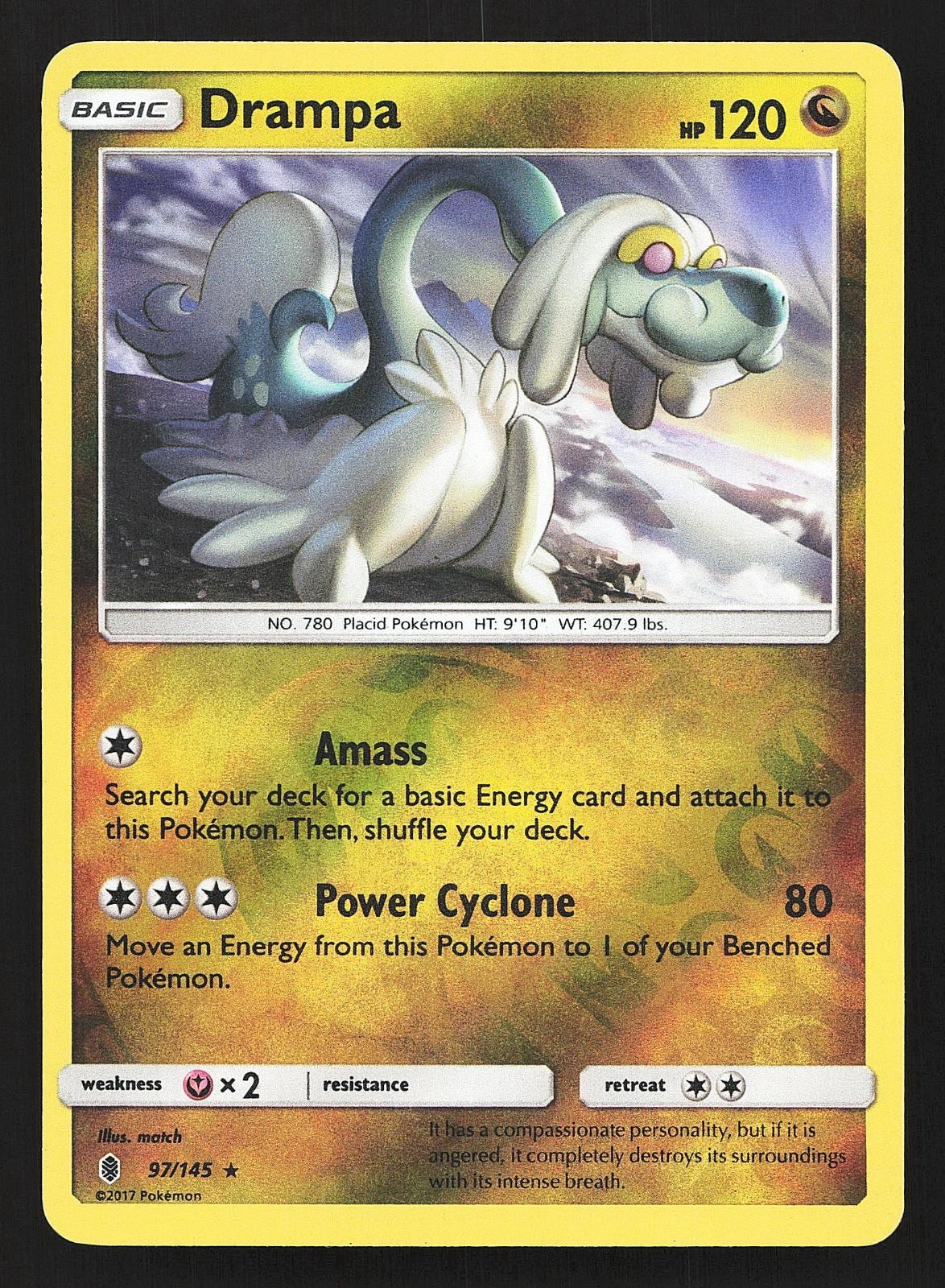 Drampa SM - Guardians Rising 97/145 Reverse Holo Holo Rare Pokemon LP