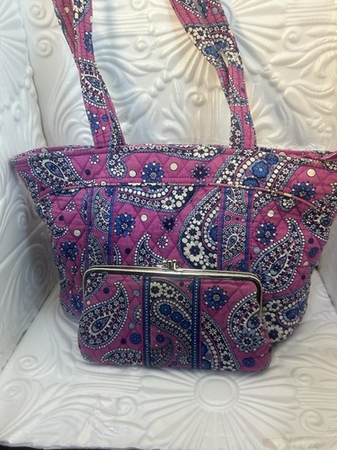 Vera Bradley Tasche/Tasche rosa/blau Paisley mit Geldbörse - Bild 17 von 21