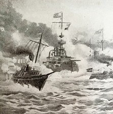 Naval Battle Manila Bay Spanish American War1899 Victorian Print DWV7C