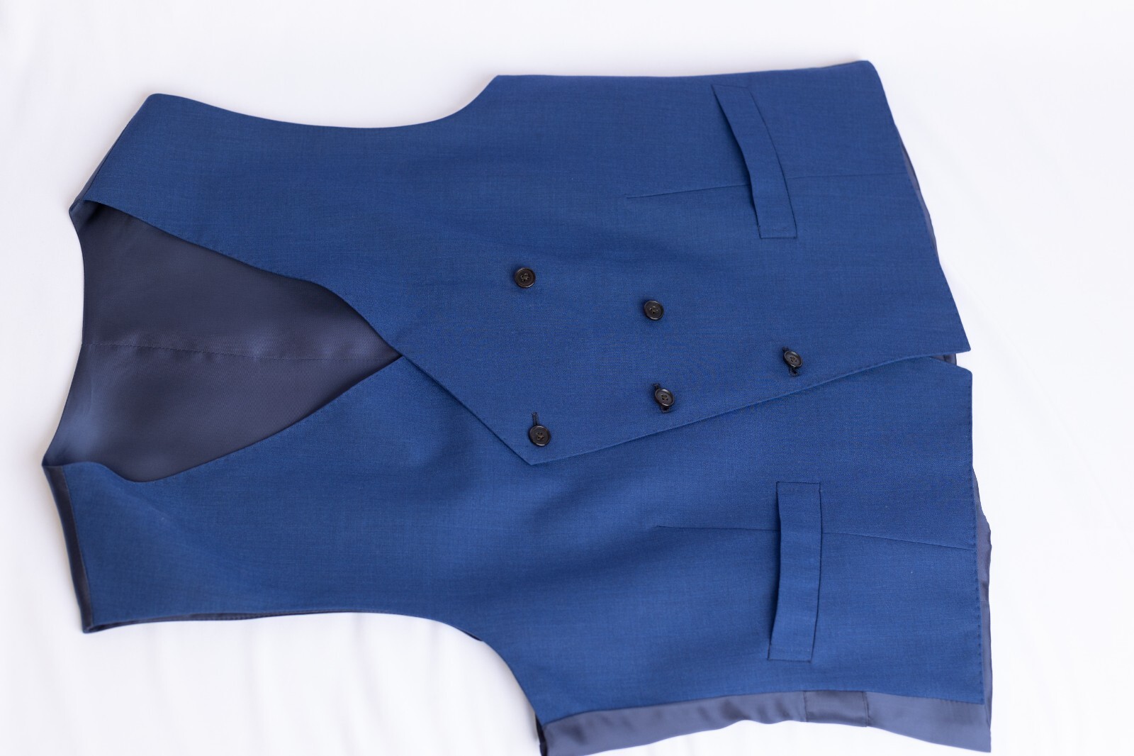 Custom Made Vest Navy Wool Fabric Vitale Barberis Canonico image 4